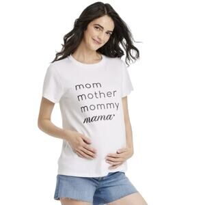 Isabel Maternity "Mom" Graphics White Maternity Novelty T-Shirt Size Large